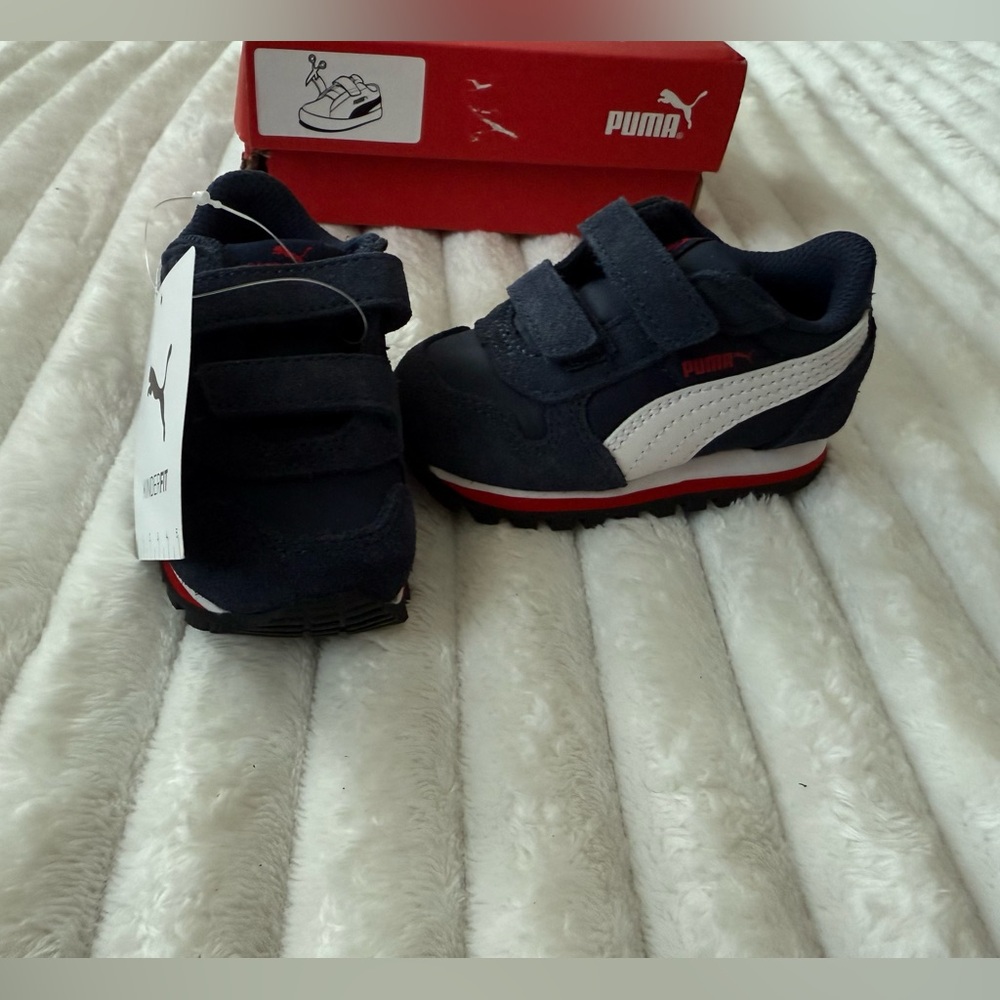 Puma Blue and White Sneakers Velcro Closure